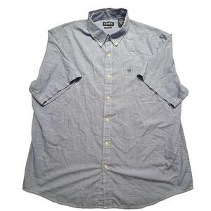 Chaps Easy Care Shirt Mens‎ 2XL Blue Gingham Plaid Short Sleeve Button Up Dress